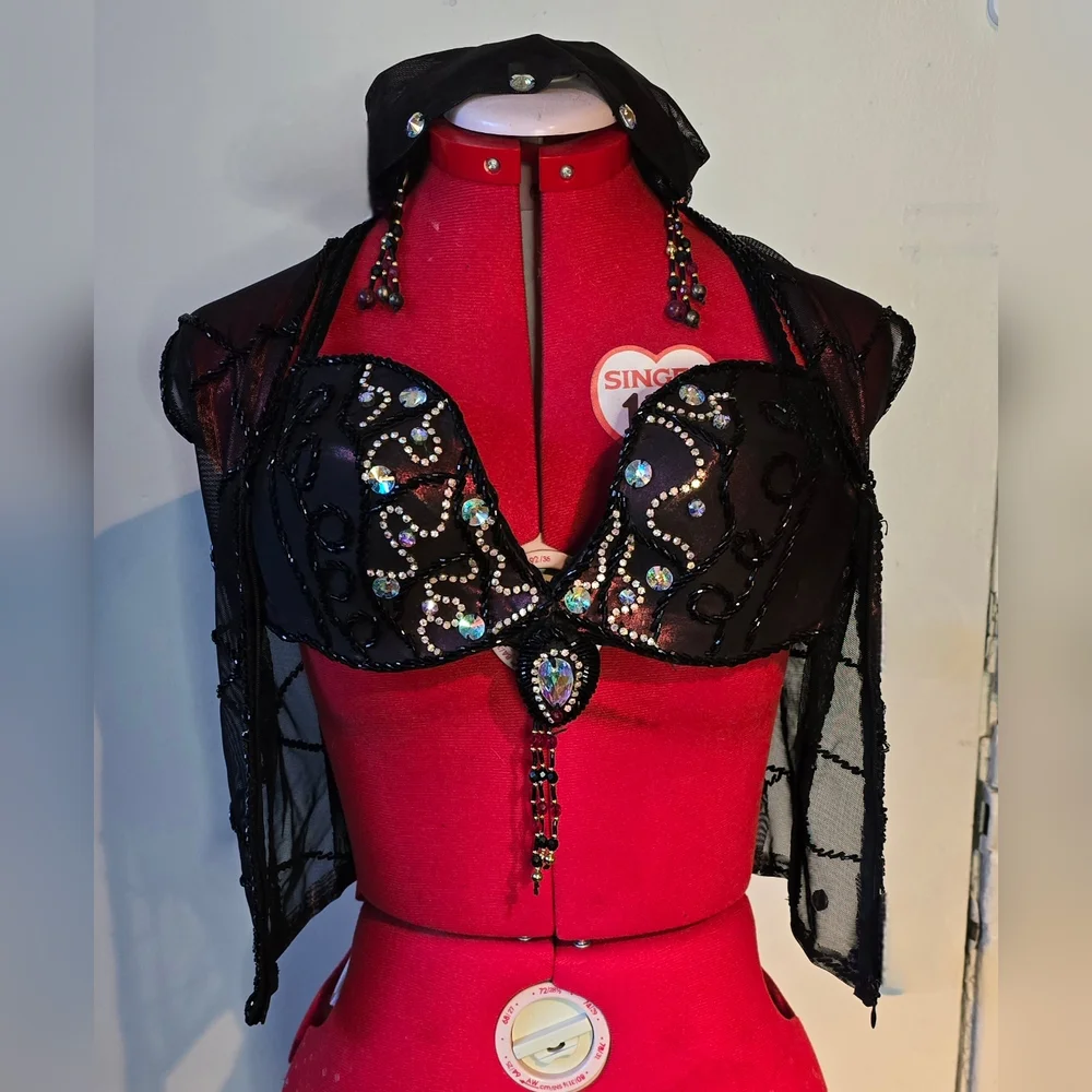 Eman Zaki Professional 7-Piece Bellydance Costume Beledi Saidi Flare Pants OOAK - Picture 3 of 16